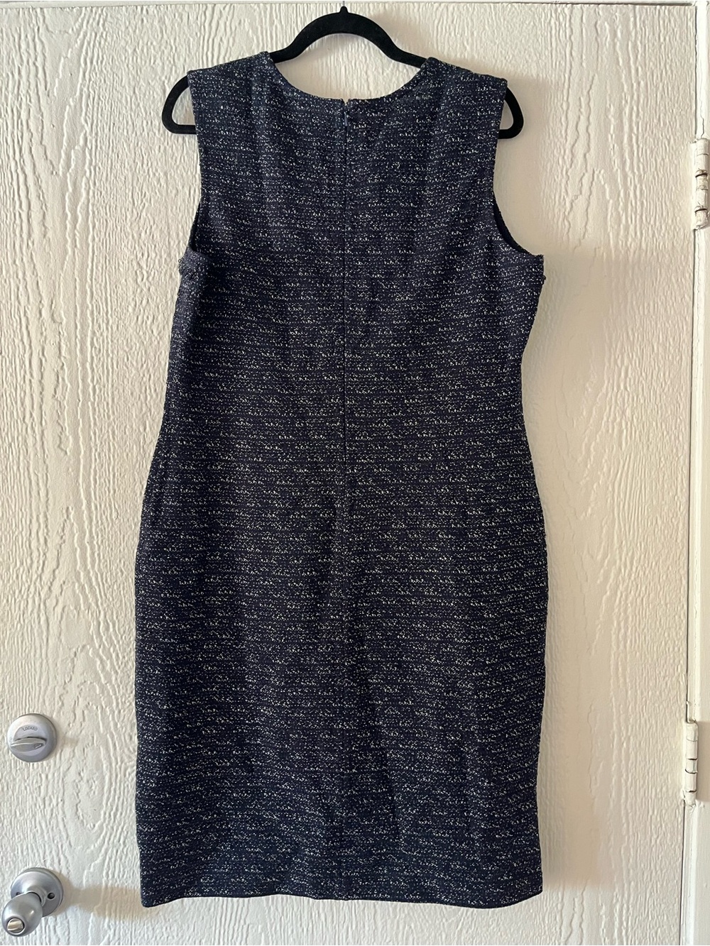 St. John Navy and Silver Tweed Midi Sheath Dress - Picture 4 of 6